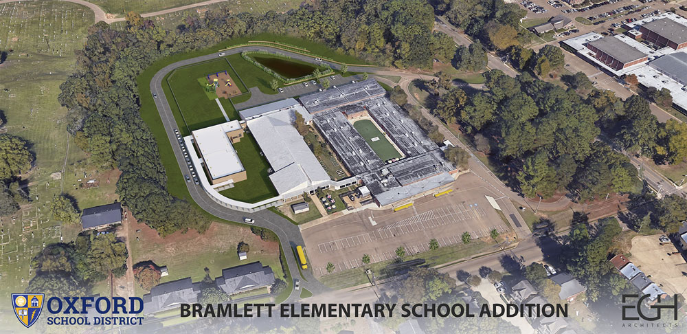 artistic rendering from aerial view of B.E.S. new addition