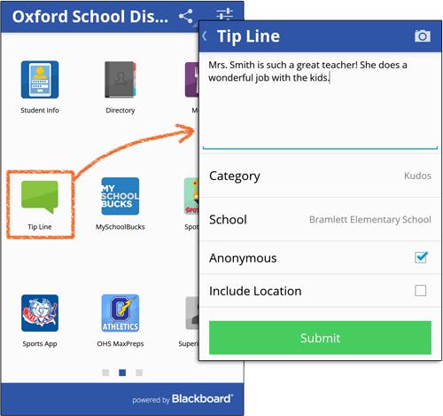 screenshot of using the Tip Line