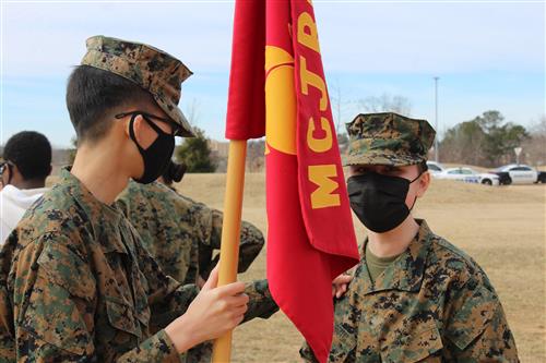 Cadet Guide-on Sergeant Sam Jo & cadet Private First Class Haralson  